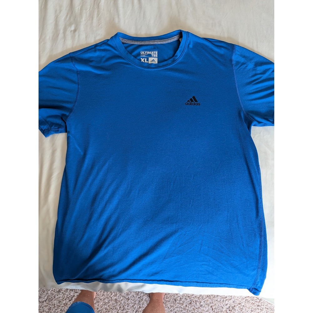 Adidas Ultimate Tee Mens XL Blue Short Sleeve Performance Workout Shirt RN88387